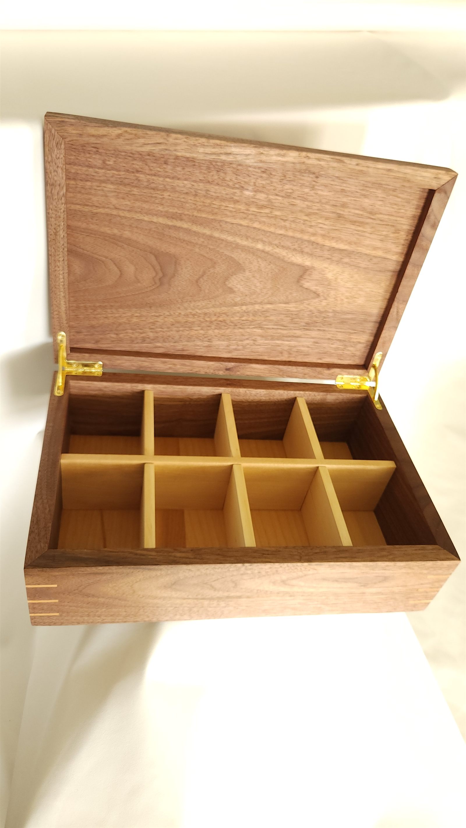 The family tea box, open and stocked with tea